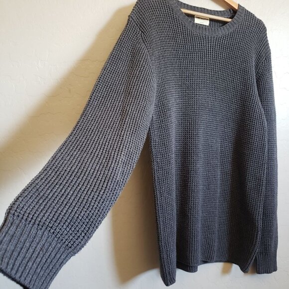 Candy & Caviar Wool Blend Waffle Knit Crew Neck Sweater Grey Size Men's Large - Picture 5 of 9